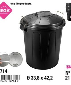 BASURERO CON TAPA COLOR NEGRO 21L 1UND