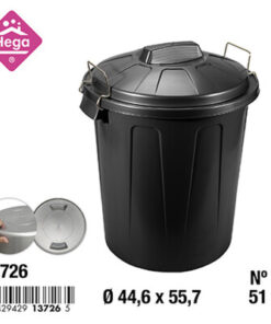 BASURERO CON TAPA COLOR NEGRO 51L 1UND