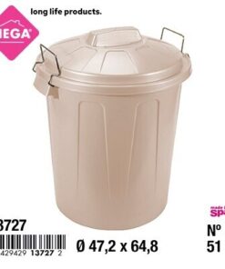 BASURERO CON TAPA COLOR CREMA 51L 1UND