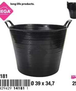 PALANGANA CON OREJA COLOR NEGRA 25L 1UND