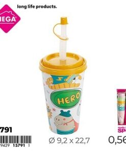 VASO CON PAJILLA PARA NIÑO CON DISEÑOS 0.56L 1UND