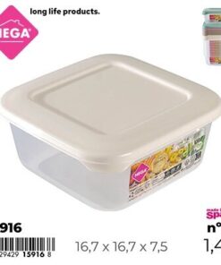 RECIPIENTE CUADRADA DE TAPA CON COLOR LISO 1.4L 1UND