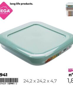 RECIPIENTE CUADRADA DE TAPA CON COLOR LISO 1.8L 1UND