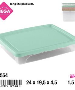 RECIPIENTE RECTANGULAR DE TAPA COLOR LISO 1.5L 1UND