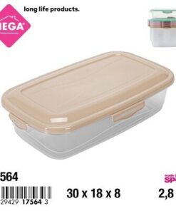 RECIPIENTE RECTANGULAR CON CLIP DE TAPA COLOR LISO 2.8L 1UND