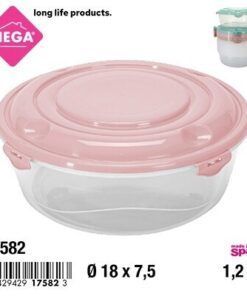 RECIPIENTE REDONDO CON CLIP DE TAPA COLOR LISO 1.5L 1UND