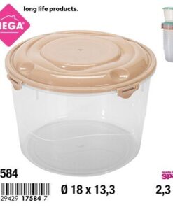 RECIPIENTE REDONDO CON CLIP DE TAPA COLOR LISO 2.3L 1UND