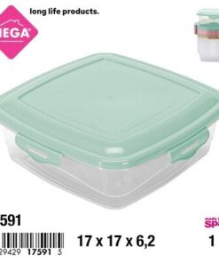 RECIPIENTE CUADRADO CON CLIP DE TAPA COLOR LISO 1L 1UND