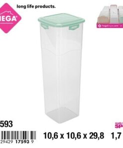 RECIPIENTE RECTANGULAR CON CLIP DE TAPA COLOR LISO 1.7L 1UND