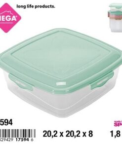 RECIPIENTE CUADRADO CON CLIP DE TAPA COLOR LISO 1.8L 1UND