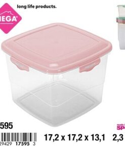 RECIPIENTE CUADRADO CON CLIP DE TAPA COLOR LISO 1.8L 1UND