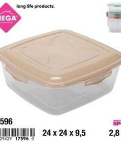 RECIPIENTE CUADRADO CON CLIP DE TAPA COLOR LISO 2.8L 1UND