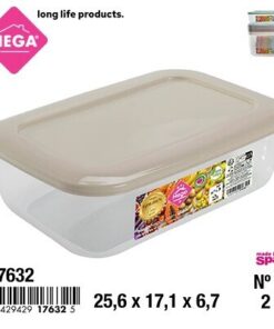 RECIPIENTE RECTANGULAR DE TAPA COLOR LISO 2L 1UND
