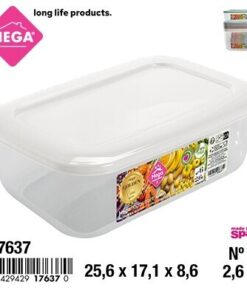 RECIPIENTE RECTANGULAR DE TAPA COLOR LISO 2.6L 1UND
