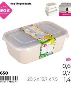 SET DE RECIPIENTE RECTANGULAR DE COLOR LISO 0.6L/0.7L/1.4L 1UND