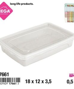 CAJA PARA COMIDA CON TAPA DE RECTANGULAR COLOR LISO 0.5L 1UND