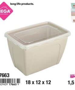 CAJA PARA COMIDA CON TAPA DE RECTANGULAR COLOR LISO 1.5L 1UND