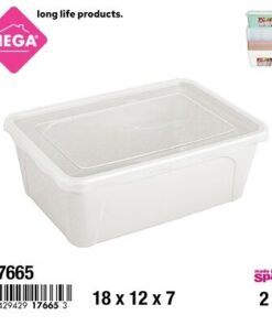 CAJA PARA COMIDA CON TAPA DE RECTANGULAR COLOR LISO 2L 1UND