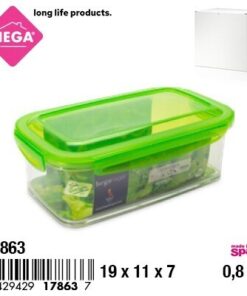 CAJA PARA COMIDA CON CLIP RECTANGULAR DE TAPA COLOR VERDE 0.8L 1UND