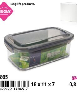 CAJA PARA COMIDA CON CLIP RECTANGULAR DE TAPA COLOR GRIS 0.8L 1UND