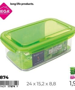 CAJA PARA COMIDA CON CLIP RECTANGULAR DE TAPA COLOR VERDE 1.9L 1UND