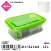 CAJA PARA COMIDA CON CLIP RECTANGULAR DE TAPA COLOR VERDE 1.9L 1UND