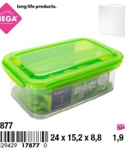 CAJA PARA COMIDA CON CLIP RECTANGULAR DE TAPA COLOR VERDE 1.9L 1UND