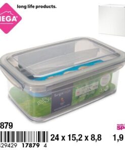 CAJA PARA COMIDA CON CLIP RECTANGULAR DE TAPA COLOR GRIS 1.9L 1UND