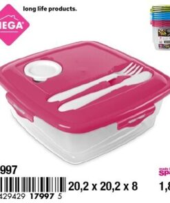 CAJA PARA COMIDA CON CLIP Y VIENE CUBIERTOS CUADRADA 1.8L 1UND