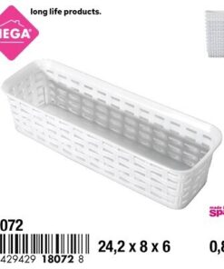 CANASTA TEJIDA RECTANGULAR COLOR BLANCA 0.8L 1UND