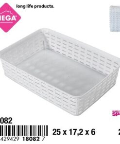 CANASTA TEJIDA RECTANGULAR COLOR BLANCA 2L 1UND