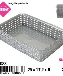 CANASTA TEJIDA RECTANGULAR COLOR GRIS 2L 1UND