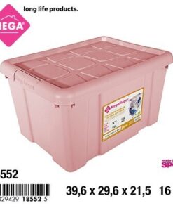 CAJA ORGANIZADORA CON TAPA COLOR ROSADA 16L 1UND