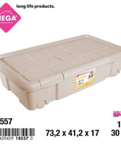 CAJA ORGANIZADORA CON TAPA Y RODINES COLOR CREMA 30L 1UND
