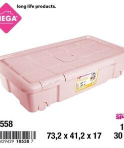 CAJA ORGANIZADORA CON TAPA Y RODINES COLOR ROSADA 30L 1UND