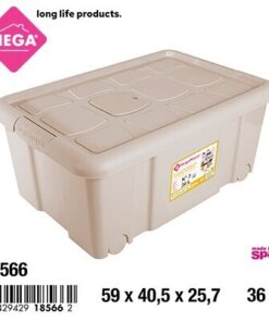CAJA ORGANIZADORA CON TAPA Y RODINES COLOR CREMA 30L 1UND