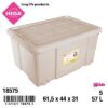 CAJA ORGANIZADORA CON TAPA Y RODINES COLOR CREMA 57L 1UND