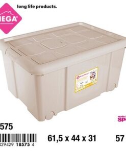 CAJA ORGANIZADORA CON TAPA Y RODINES COLOR CREMA 57L 1UND
