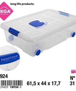 CAJA ORGANIZADORA CON TAPA ANTIPOLILLA, CIERRE Y CON RODINES 31L 1UND