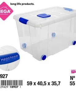 CAJA ORGANIZADORA CON TAPA ANTIPOLILLA, CIERRE Y CON RODINES 36L 1UND