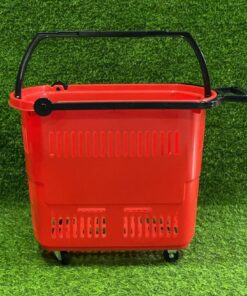 CANASTA ROJA MEDIANA CON RODÍN 49*36*39CM 1UND