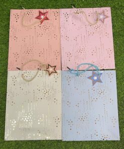 BOLSA DE REGALO DE COLOR LISO CON ESTRELLA 32*25.5*10.5 1UND