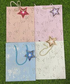BOLSA DE REGALO DE COLOR LISO CON ESTRELLA 23*17.5*8 1UND