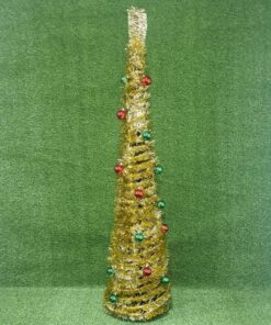 ÁRBOL NAVIDEÑO DE GUIRNALDA DORADO CON BOLITAS 1.5M 1UND