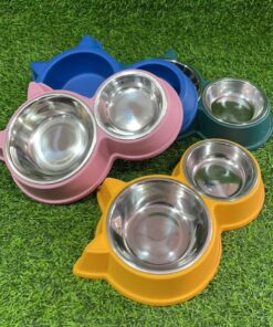 TAZA DOBLE PARA MASCOTA CON ACERO DE GATO 1UND