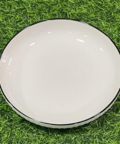 PLATO CERÁMICA DE COLOR BLANCO CON BORDE NEGRO 7" 1UND