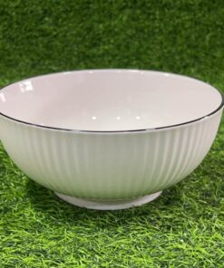 TAZA CERÁMICA DE COLOR BLANCO CON BORDE NEGRO 8" 1UND