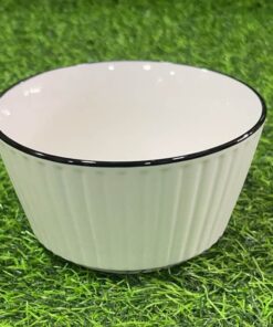 TAZA CERÁMICA DE COLOR BLANCO CON BORDE NEGRO 5" 1UND