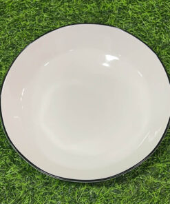 PLATO CERÁMICA DE DIAMANTE COLOR BLANCO CON BORDE NEGRO 8" 1UND