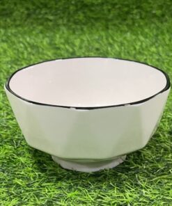 TAZA CERÁMICA DE DIAMANTE COLOR BLANCO CON BORDE NEGRO 5" 1UND